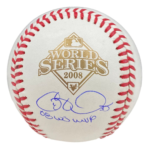 Cole Hamels Phillies Signed 2008 World Series Baseball 08 WS MVP Inscr BAS ITP