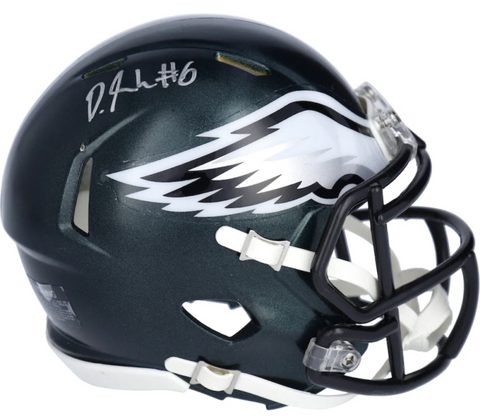 DEVONTA SMITH Autographed Philadelphia Eagles Speed Mini Helmet FANATICS