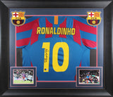 Barcelona Ronaldinho Authentic Signed Blue & Red Nike Framed Jersey BAS Witness