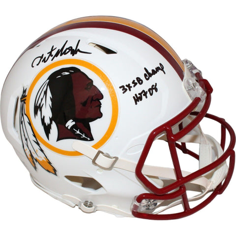 Art Monk Signed Washington Redskins Flt White Pro Helmet 2 insc. BAS 42850
