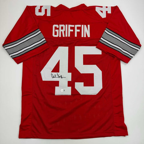 Autographed/Signed Archie Griffin Ohio State Red College Jersey BAS COA