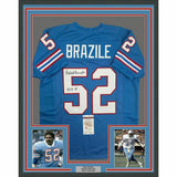 FRAMED Autographed/Signed ROBERT BRAZILE 33x42 Houston Blue Jersey JSA COA Auto