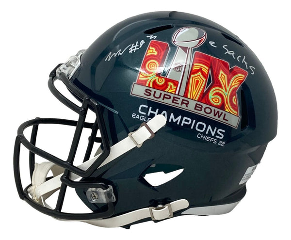 Milton Williams Signed Eagles FS Super Bowl 59 LIX Replica Speed Helmet 2 Sacks