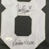 Framed Autographed/Signed Tim Brown 33x42 Raider 4 Life Black Jersey JSA COA