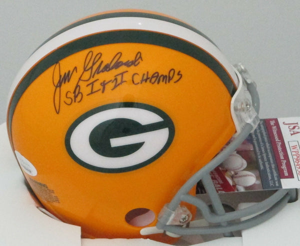 Packers JIM GRABOWSKI Signed Riddell Throwback Mini Helmet AUTO w/ SB I & II JSA