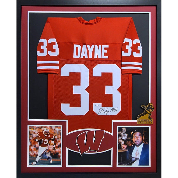 Ron Dayne Autographed Signed Framed Wisconsin Heisman Jersey SCHWARTZ