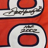 Framed Autographed/Signed Dan Hampton 35x39 HOF 2002 Orange Jersey BAS COA