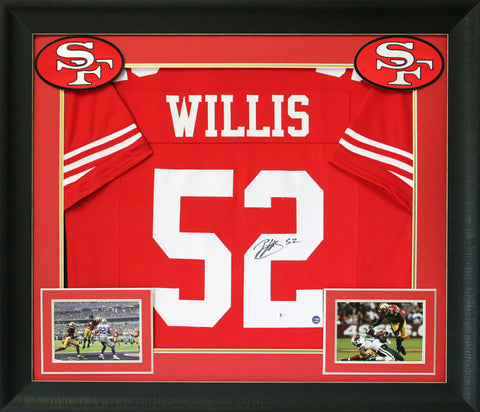 Patrick Willis Authentic Signed Red Pro Style Framed Jersey BAS Witnessed
