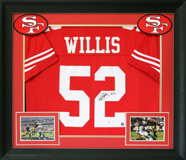 Patrick Willis Authentic Signed Red Pro Style Framed Jersey BAS Witnessed