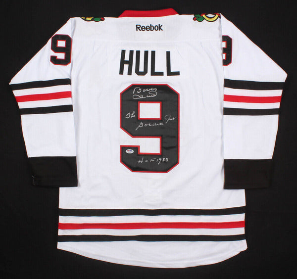 Bobby Hull Signed Blackhawks Reebok Jersey "The Golden Jet" & "HOF 83" (PSA COA)