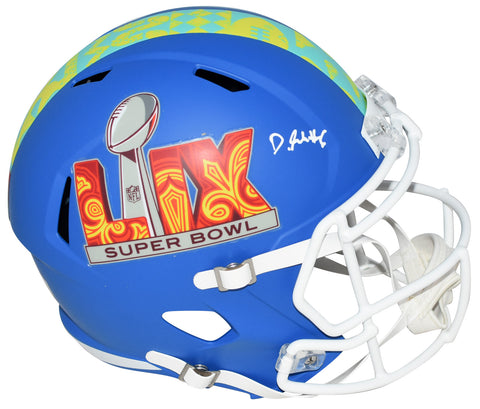 DEVONTA SMITH SIGNED PHILADELPHIA EAGLES BLUE SUPER BOWL 59 LIX FULL SIZE HELMET