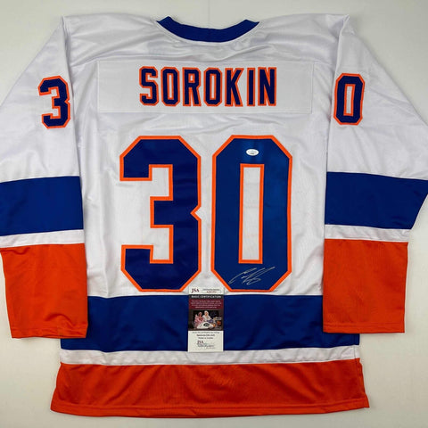 Autographed/Signed Ilya Sorokin New York White Hockey Jersey JSA COA