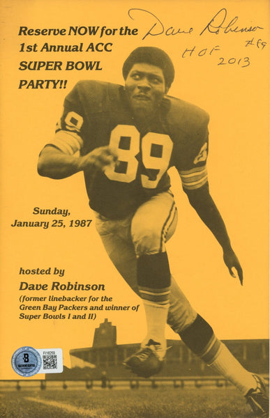 Dave Robinson Signed Green Bay Packers Akron City Club Pamphlet Beckett 57231