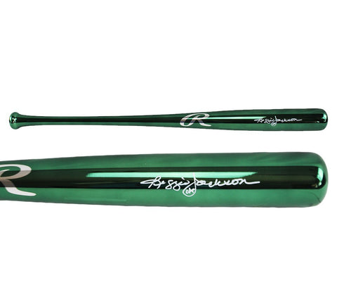 Reggie Jackson Signed Oakland Athletics Rawlings Green Chrome MLB Bat