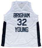 JIMMER FREDETTE AUTOGRAPHED BYU COUGARS #32 WHITE JERSEY W/ 2011 NCAA POY