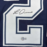 Framed Autographed/Signed Rico Dowdle 35x39 Dallas Blue Football Jersey BAS COA