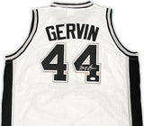 SAN ANTONIO SPURS GEORGE GERVIN AUTOGRAPHED WHITE JERSEY JSA STOCK #215714