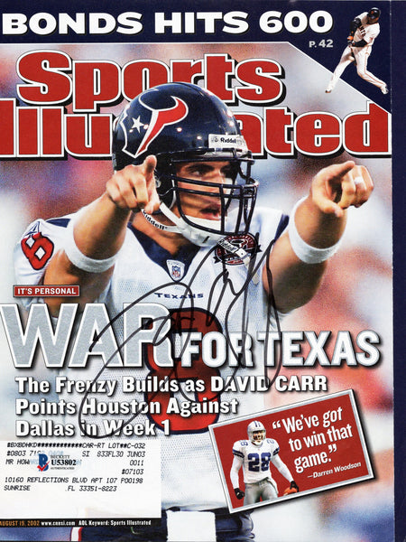 David Carr Autographed Houston Texans Sports Illustrated 8/19/02 Beckett