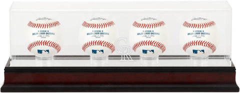 Colorado Rockies Mahogany 4-Baseball Display Case