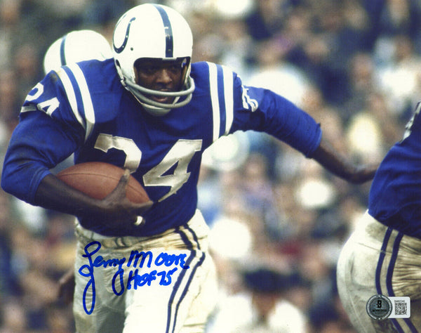 Lenny Moore Autographed Baltimore Colts 8x10 Photo HOF Beckett 47725