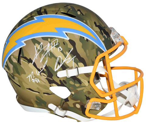 KEENAN ALLEN MIKE WILLIAMS QUENTIN JOHNSTON SIGNED CHARGERS F/S CAMO HELMET BAS