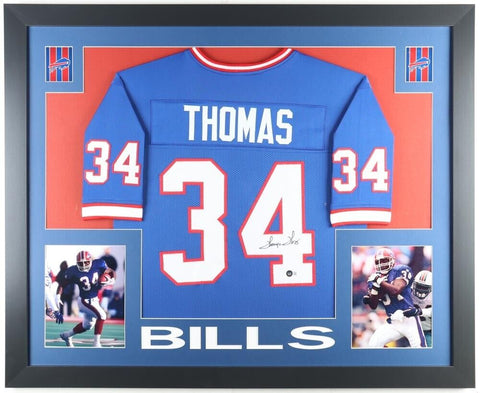 Thurman Thomas Signed 35x43 Framed Buffalo Bills Jersey (Beckett) 5xPro Bowl RB