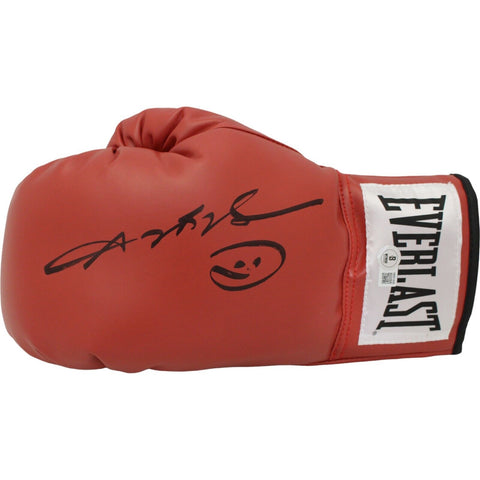 Sugar Ray Leonard Autographed/Signed Red Left Boxing Glove Beckett 44770