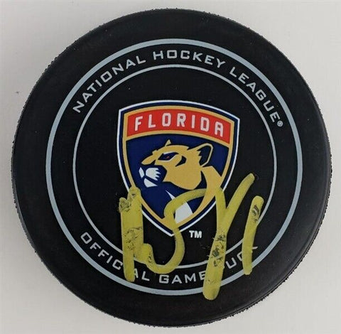 Roberto Luongo Signed Florida Panther Logo Hockey Puck (JSA COA) All Star Goalie