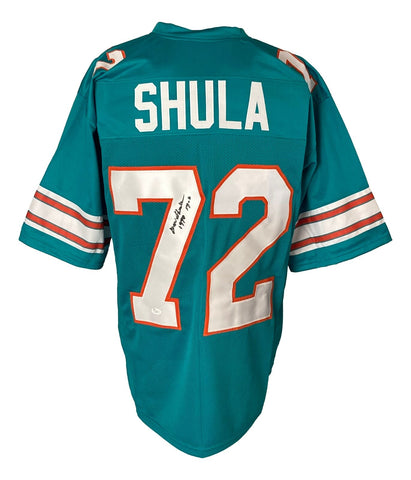 Coach Don Shula Miami Signed Teal Football Jersey 1972 17-0 Inscribed JSA