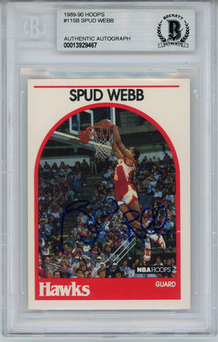 Spud Webb Autographed 1989 Hoops #115 Trading Card Beckett Slab 36295