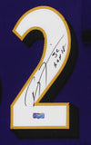 Ray Lewis Signed Baltimore Large Framed Custom Purple Jersey - HOF 18