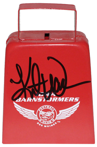 Kurt Warner Autographed/Signed Iowa Barnstormers Mini Cowbell Beckett 40723