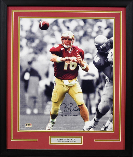 CHRIS WEINKE SIGNED FLORIDA STATE SEMINOLES 16x20 FRAMED PHOTO W/ 2000 HEISMAN