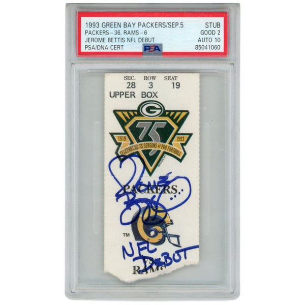 Jerome Bettis Autographed Los Angeles Rams NFL Debut Ticket Slab PSA 59405