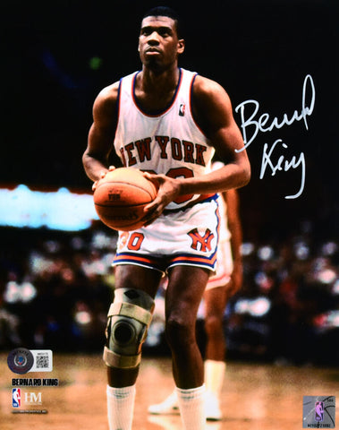 Bernard King Autographed New York Knicks 8x10 Free Throw Photo - Beckett W Holo