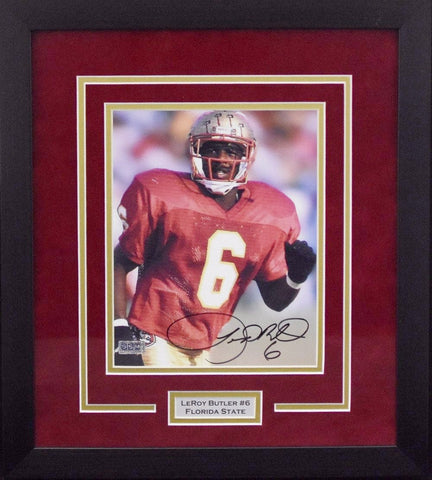 LEROY BUTLER AUTOGRAPHED FLORIDA STATE SEMINOLES 8x10 FRAMED PHOTO COA