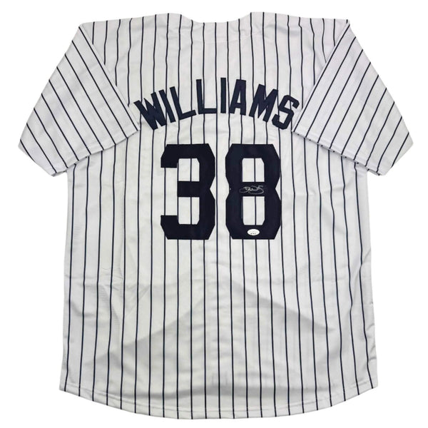 Autographed/Signed Devin Williams New York Pinstripe Baseball Jersey JSA COA