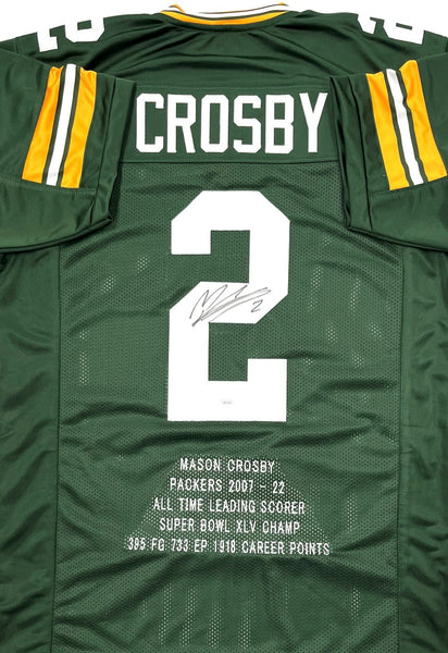 Packers SB XLV MASON CROSBY Signed Custom Replica Green STAT Jersey AUTO - JSA