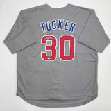 Autographed/Signed Kyle Tucker Chicago Grey Baseball Jersey JSA COA