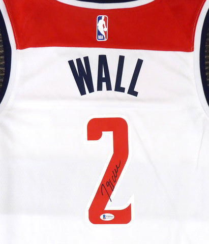WIZARDS JOHN WALL AUTOGRAPHED WHITE NIKE SWINGMAN JERSEY SIZE XL BECKETT 182244