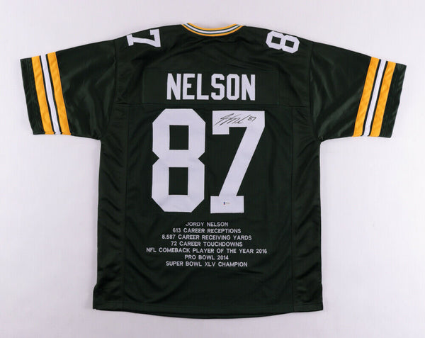 Jordy Nelson Green Bay Packers Signed Career Highlight Stat Jersey