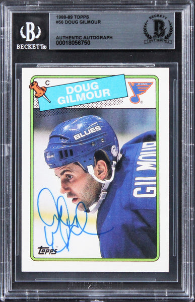 Blues Doug Gilmour Authentic Signed 1988 Topps #56 Card BAS Slabbed