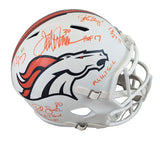 Broncos (5) Elway, Sharpe +3 Signed F/S Flat White Speed Rep Helmet W/ Case BAS