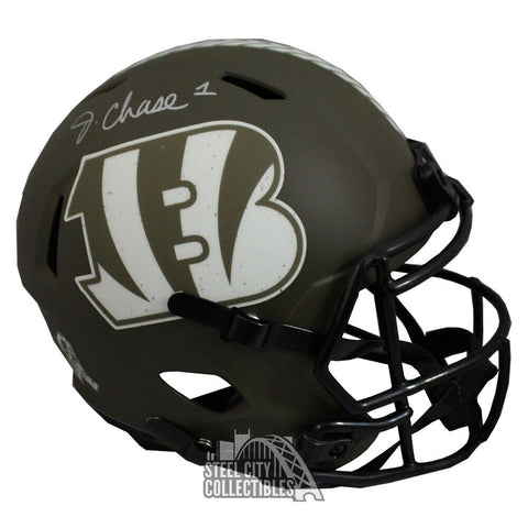 Ja'Marr Chase Autographed Cincinnati STS FS Replica Football Helmet - Fanatics