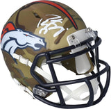 PEYTON MANNING Autographed Denver Broncos Camo Mini Speed Helmet FANATICS