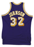 Lakers Magic Johnson "HOF 02" Signed Purple MacGregor Sand-Knit Jersey BAS Wit