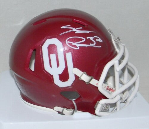SAMAJE PERINE AUTOGRAPHED OKLAHOMA SOONERS SPEED MINI HELMET COA