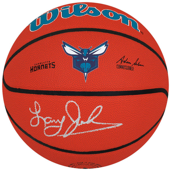 Larry Johnson Signed Charlotte Hornets Logo Wilson NBA Basketball (SCHWARTZ COA)