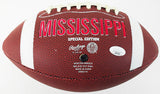 Lane Kiffin Signed Ole Miss Runnin' Rebels Logo Football (JSA COA) New LSU Coach