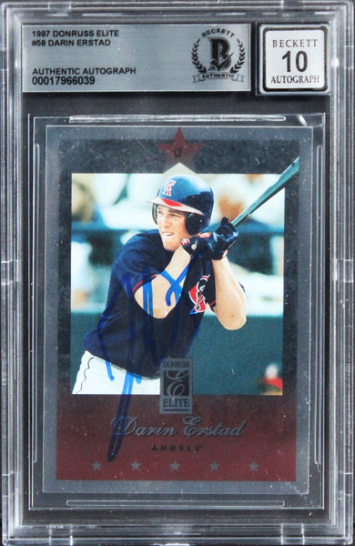 Angels Darin Erstad Signed 1997 Donruss Elite #58 Card Auto 10! BAS Slabbed